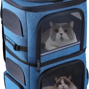 Double Cat Carrier for 2 Cats,Dog Backpack Carrier for Medium Dogs,Double Compartment Pet Carrier Backpack for Dual Pets,for Outdoor Traveling/Stroll and Picnic